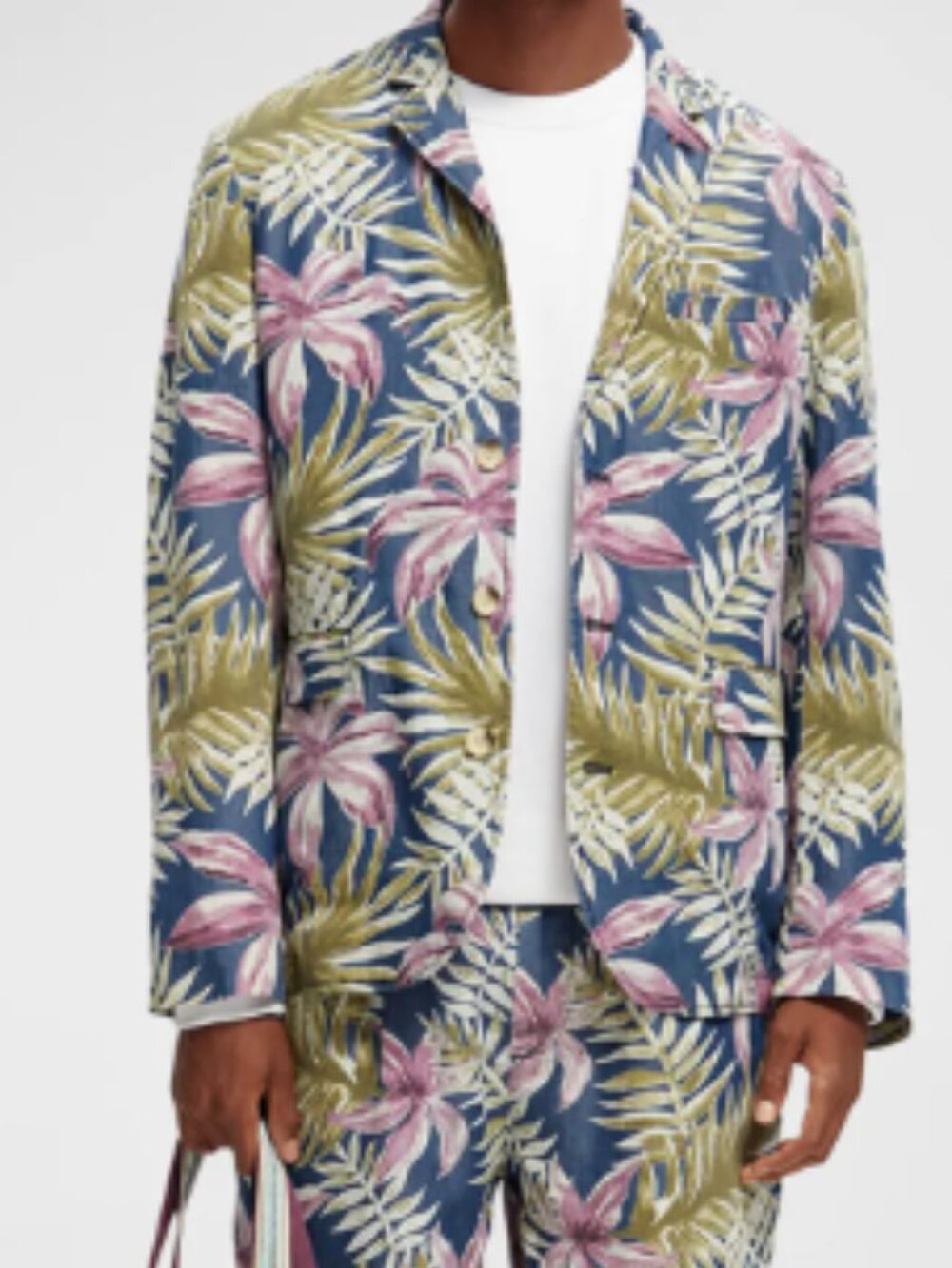 Scotch & Soda Men's Tropical Hawaiian Print Unstructured Blazer Size L - Picture 3 of 9